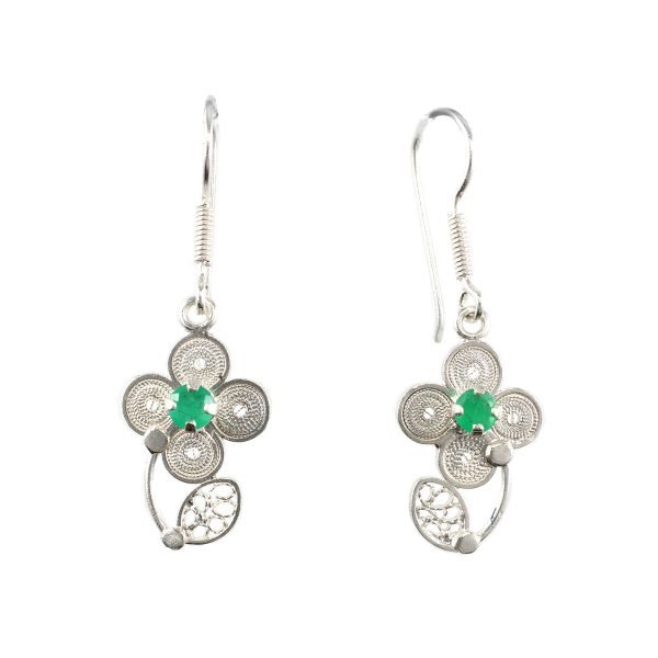 Aretes en filigrana plata con esmeraldas ref. are-451