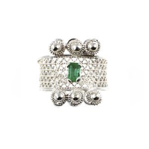 Anillo orión en filigrana plata y esmeralda ref. ani-063
