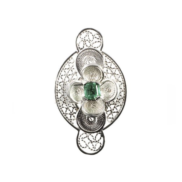 anillo de filigrana plata con esmeralda