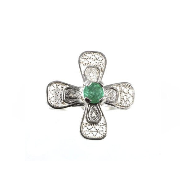 anillo de filigrana plata con esmeralda