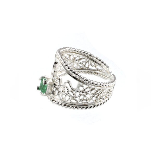 anillo de filigrana plata con esmeralda