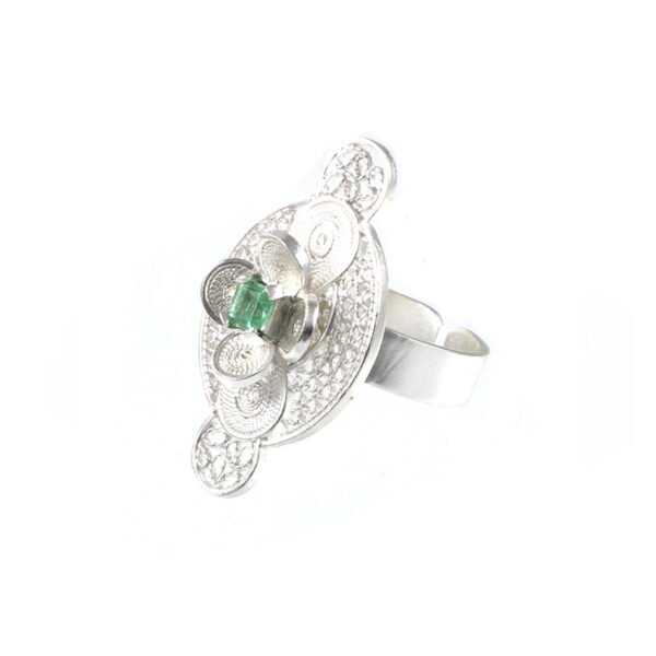 anillo de filigrana plata con esmeralda