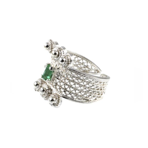 anillo de filigrana plata con esmeralda