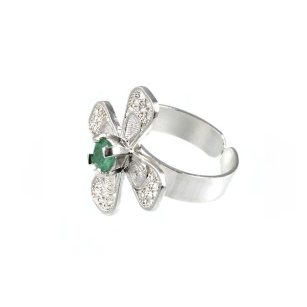anillo de filigrana plata con esmeralda