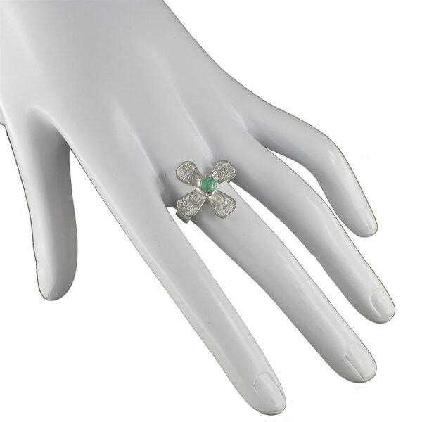 anillo de filigrana plata con esmeralda