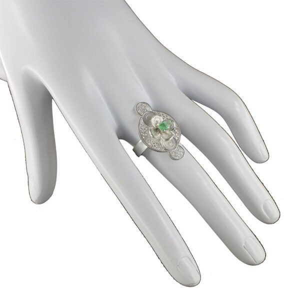 anillo de filigrana plata con esmeralda