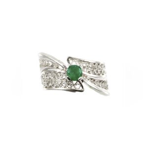 Anillo cruzado en filigrana plata y esmeralda ref. ani-077