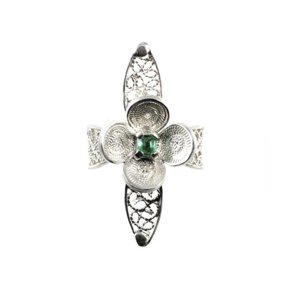 anillo de filigrana plata con esmeralda