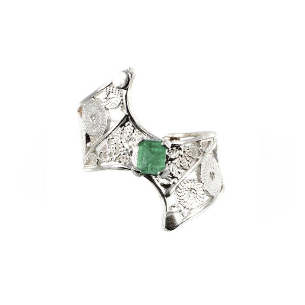 anillo de filigrana plata con esmeralda
