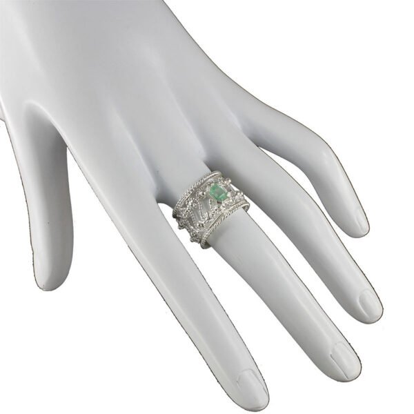 anillo de filigrana plata con esmeralda