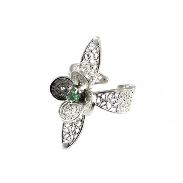 anillo de filigrana plata con esmeralda