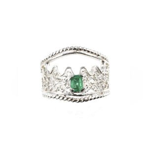 Anillo bruma en filigrana plata y esmeralda ref. ani-064