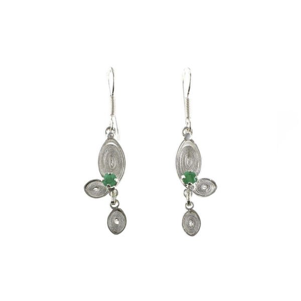 aretes de filigrana plata y esmeralda.