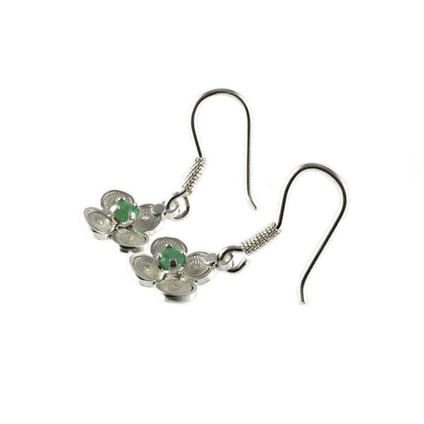aretes de filigrana plata y esmeralda.