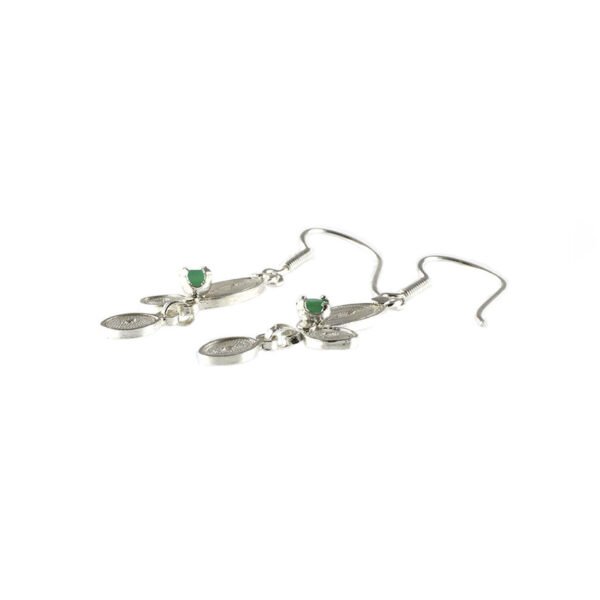 aretes de filigrana plata y esmeralda.