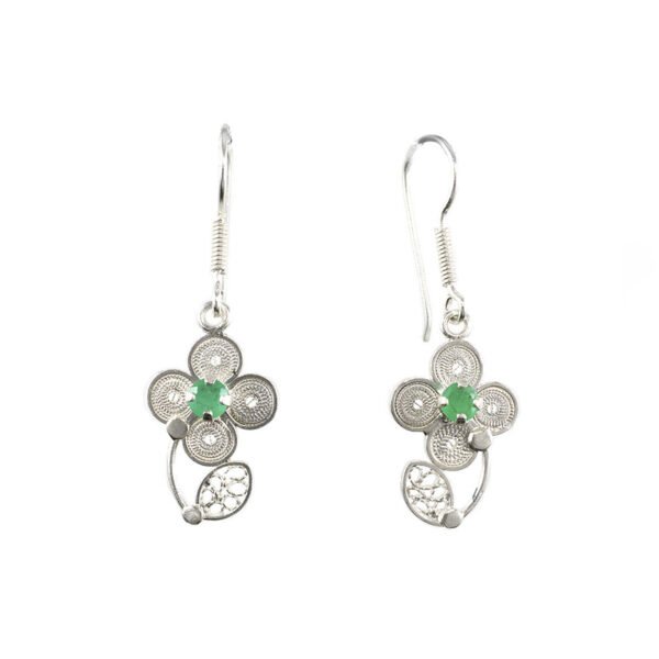 aretes de plata y esmeralda