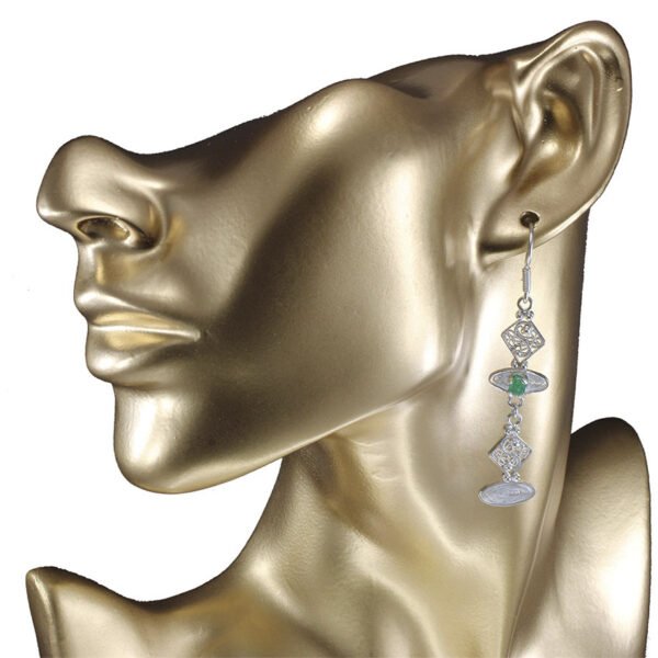 aretes de filigrana plata con esmeraldas