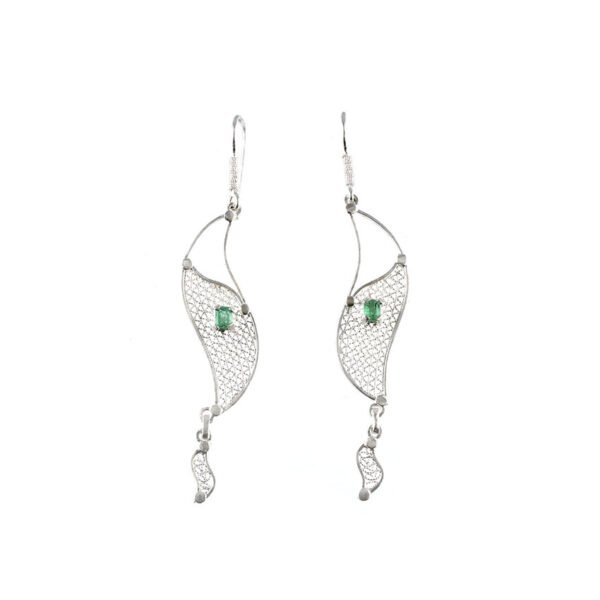 aretes de filigrana plata con esmeraldas