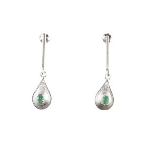 Aretes prisma en filigrana plata y esmeraldas ref. are-151