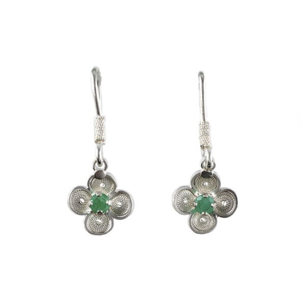 aretes de plata y esmeralda