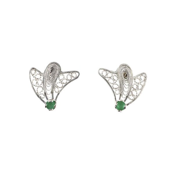 aretes de filigrana plata con esmeraldas