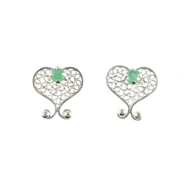 aretes de filigrana plata y esmeralda.