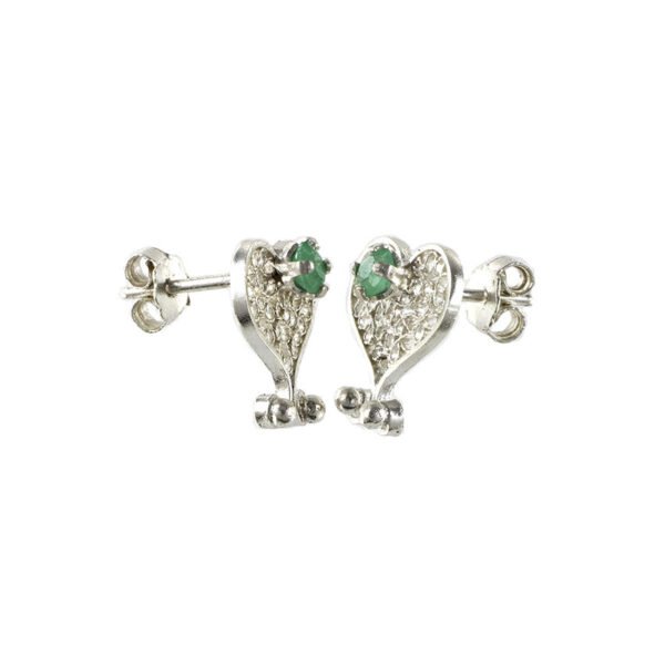 aretes de filigrana plata y esmeralda.
