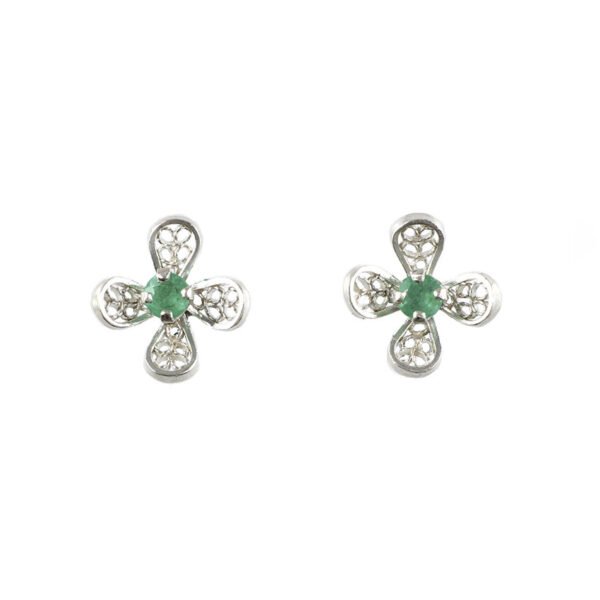 aretes de filigrana plata y esmeralda.