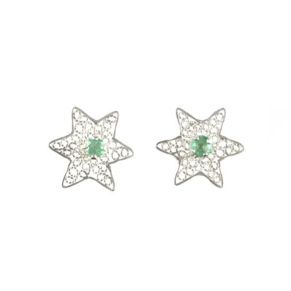 aretes de filigrana plata y esmeralda.