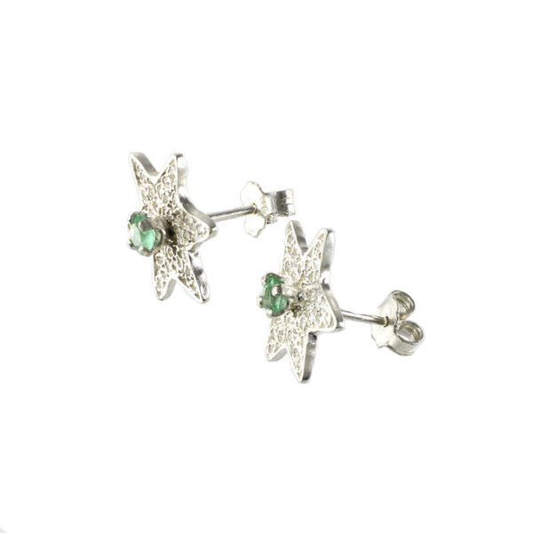 aretes de filigrana plata y esmeralda.