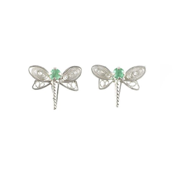 aretes de filigrana plata y esmeralda.