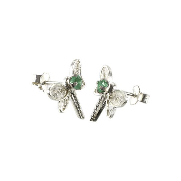 aretes de filigrana plata y esmeralda.