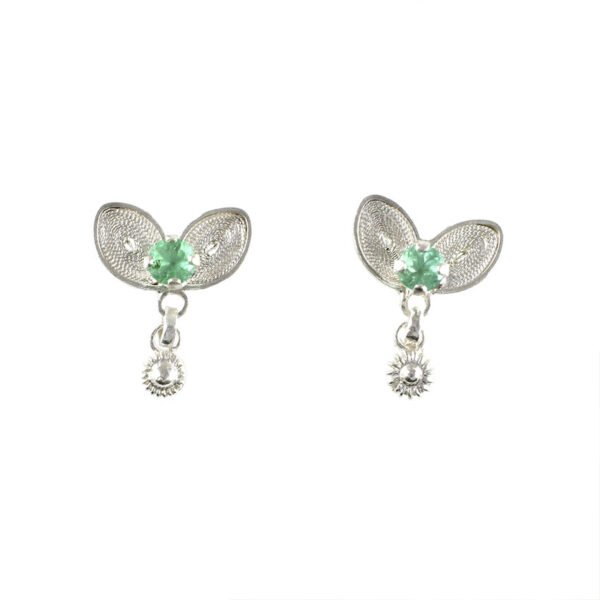 aretes de filigrana plata y esmeralda.