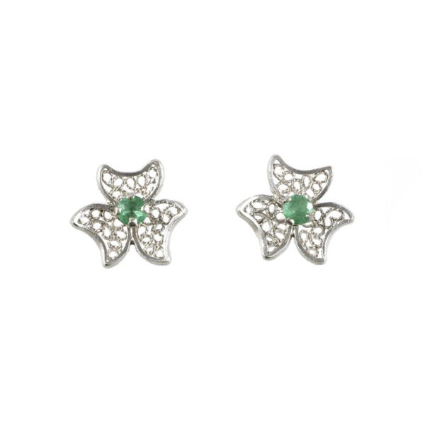 aretes de filigrana plata y esmeralda.