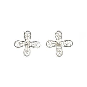 Aretes topos gardenia de filigrana plata ref. are-355