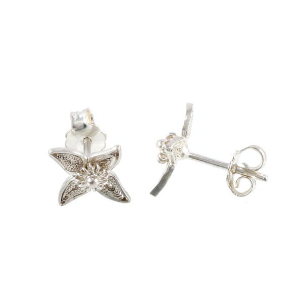 aretes y topos pequeños en filigrana plata