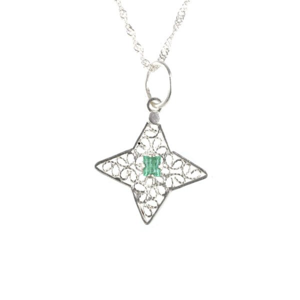 dijes filigrana plata esmeralda