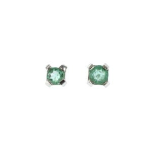 Aretes topos de plata con esmeralda ref. are-498