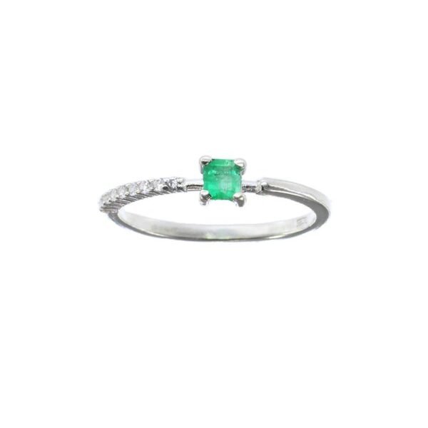 Anillo plata minimalista esmeralda