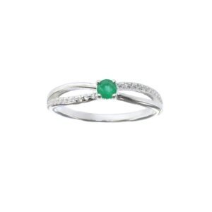 Anillo plata lujo boda esmeralda