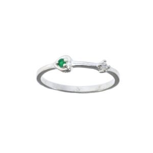 Anillo corazoncito de plata esmeralda y circones ref. ani-580