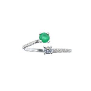 Anillo mekta de plata esmeralda y circones ref. ani-556
