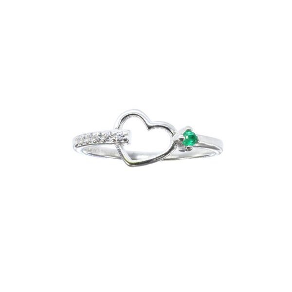 Anillo compromiso esmeralda plata