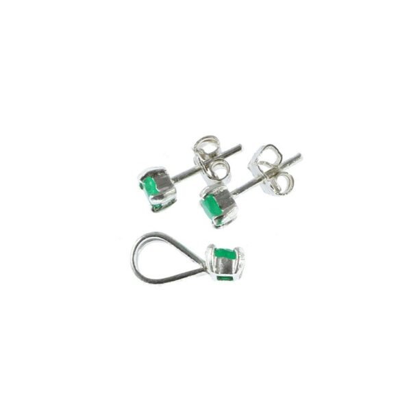 Colombian-emerald-silver-stud-set-SKU584-lateral
