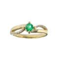 “Anillo de oro 18k con esmeralda colombiana natural y diamantes, joya artesanal de Bogotá