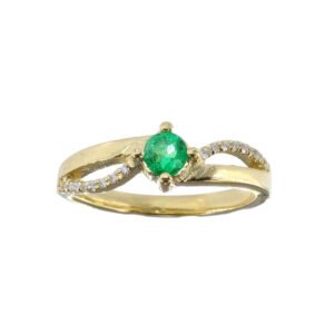“Anillo de oro 18k con esmeralda colombiana natural y diamantes, joya artesanal de Bogotá