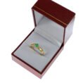 Anillo de oro 18k con esmeralda colombiana natural y diamantes, joya artesanal de Bogotá estuche