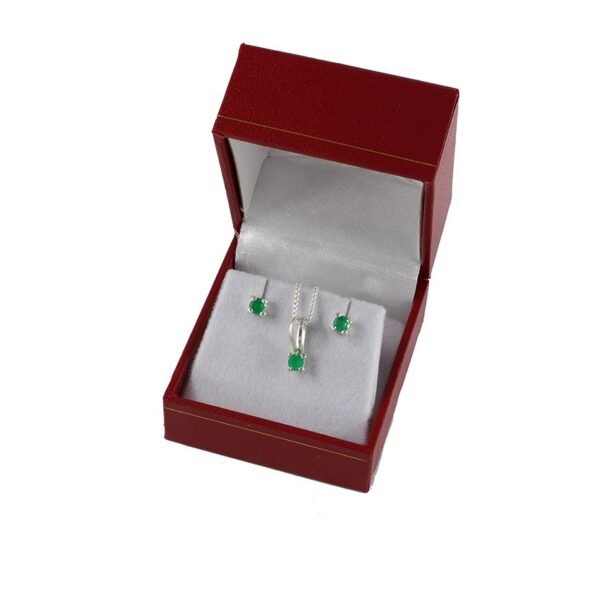 handmade-silver-emerald-earrings-set-SKU585-estuche