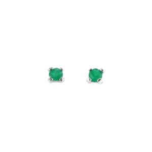 Aretes topos de plata con esmeralda ref. are-590