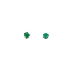 Aretes topos de plata con esmeralda ref. are-597